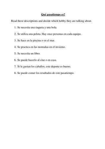 Which sport is it? Reading task