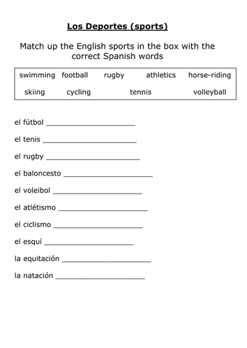 Simple matching task - sports
