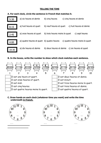 Time worksheet - easy