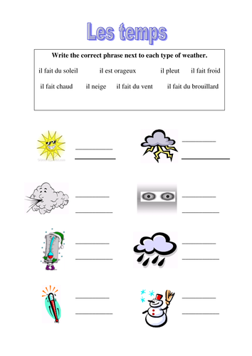 Weather starter - matching phrases & pictures