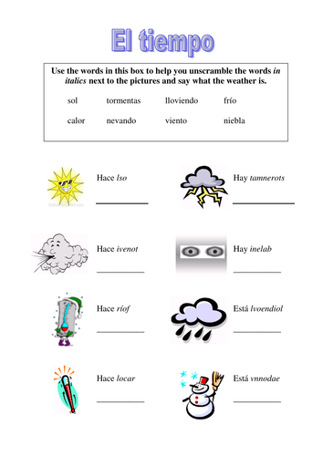 Weather starter - matching phrases with pictures