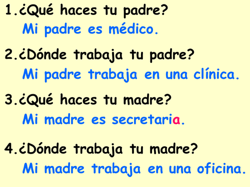 Occupations - AQA Entry Level speaking prep