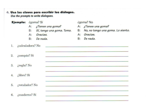 En clase - objects and key phrases