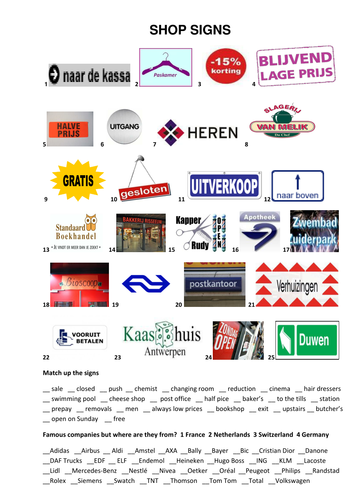 Shop signs in Dutch