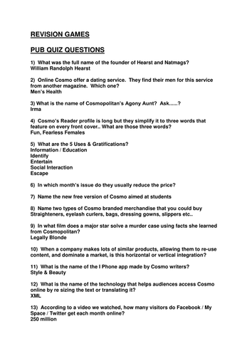 Audience & Institution possible questions/ revise