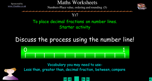 Decimal number line worksheets teaching resources