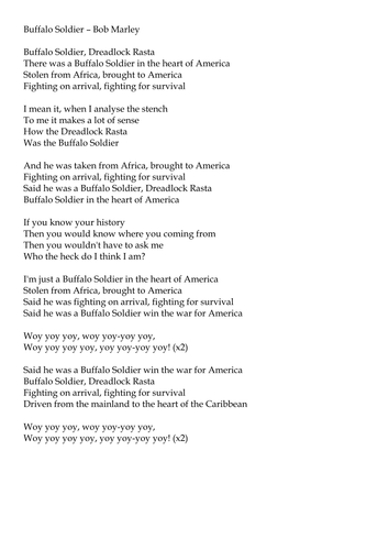 Buffalo Soldier - Chords and Lyrics