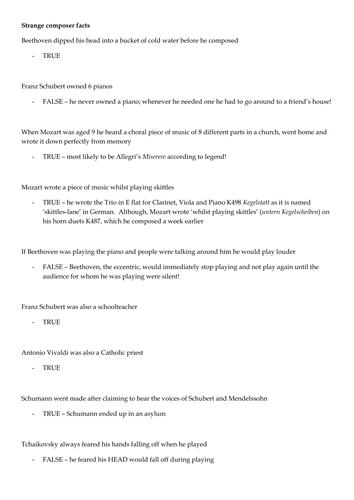 Strange Composer facts!