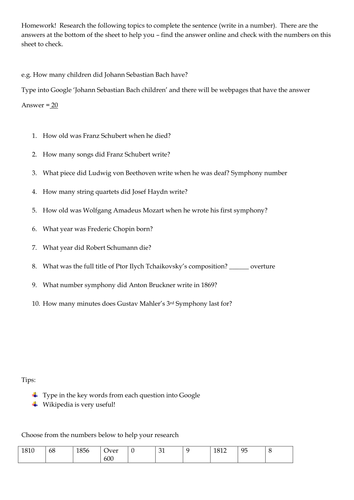 Composer figures homework