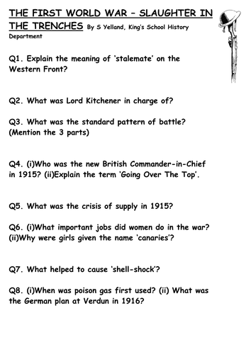 World War One In Colour Video Worksheets | Teaching Resources