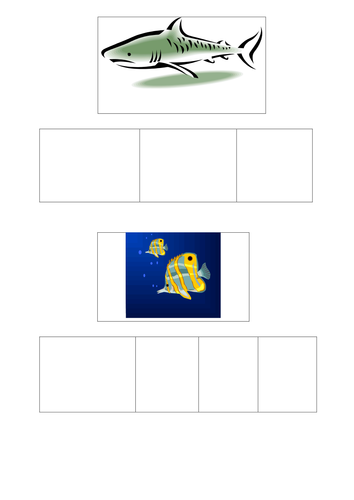 Phoneme frames with pictures: Digraph words.