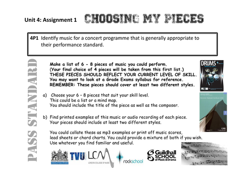 BTEC Music Unit 4: Solo Music Performance PACK