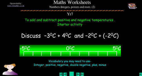 KS3 -Adding & Subtracting +ve and -ve Temperatures