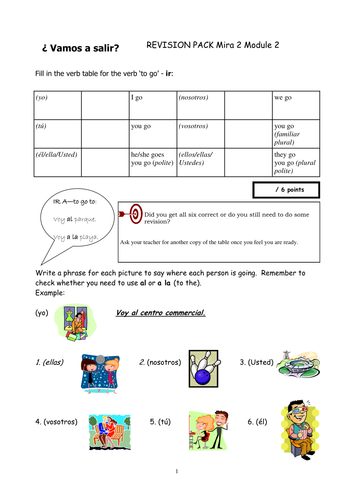 vamos a salir - mira 2 module 2 revision pack