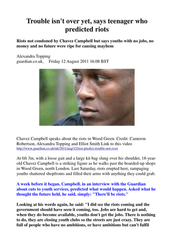 The 2011 August Riots in London and beyond