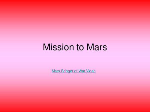 KS3 / GCSE Cross Curricular - Mission to Mars