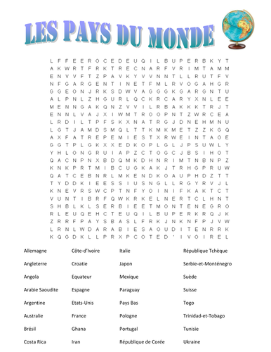 wordsearch countries teaching resources