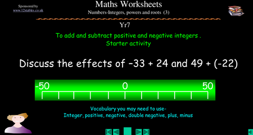 Adding & subtracting +ve & -ve integers