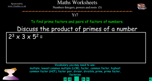 Prime factors and factor pairs