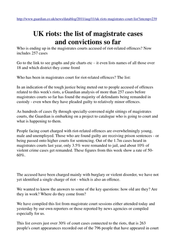 continuation of articles and comments re the riots