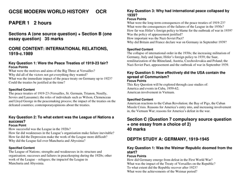 OCR paper 1 revision USA & international Relations