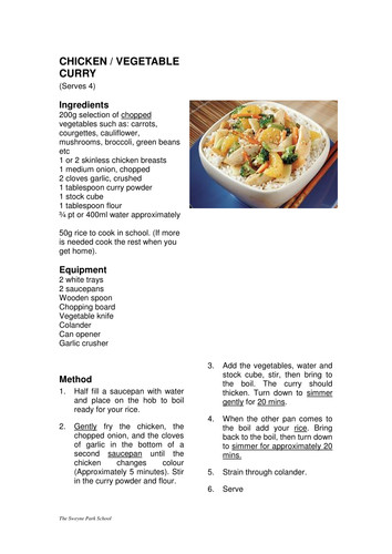 Chicken or Vegetable Curry recipe