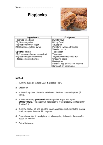 Flapjack recipe