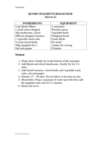 Quorn Spaghetti Bolognese recipe