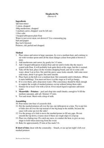 Shepherds Pie recipe