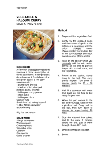 Vegetable and Haloumi Curry recipe