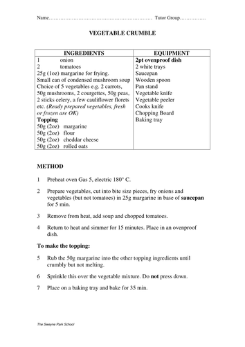 Vegetable Crumble recipe