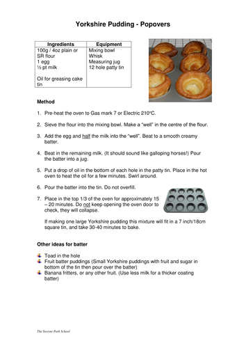 Yorkshire Pudding Popovers recipe