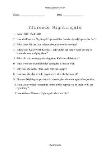 Florence Nightingale questions