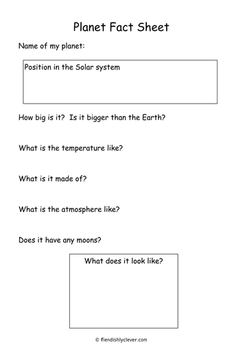 Planet Fact Sheet by fiendishlyclever - Teaching Resources - Tes