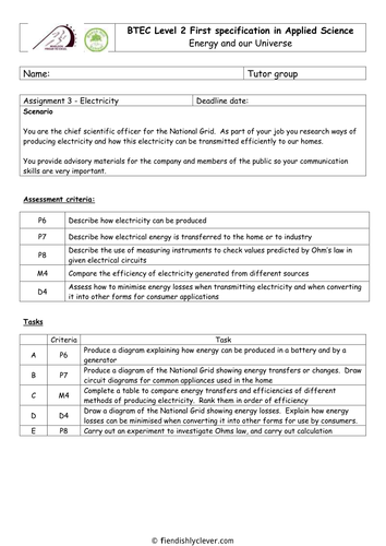 BTEC Physics: Assignment 3: Electricity