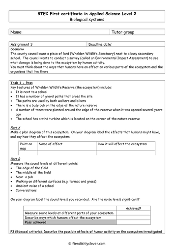BTEC Applied Science: Biological systems