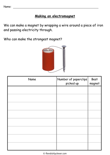 electromagnet experiment worksheet