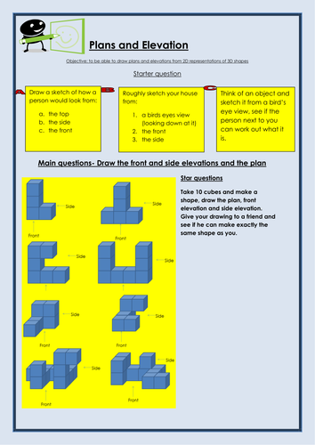 KS3 Worksheet - Plans and Elevation