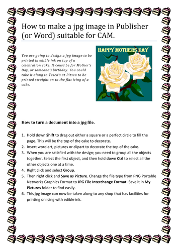 Create a jpg image in Word for CAD CAM