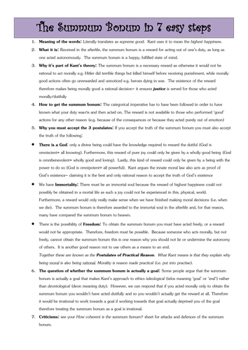 Summum Bonum Kantian Ethics