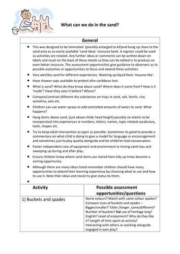 Sand activities for Early Years (all areas)