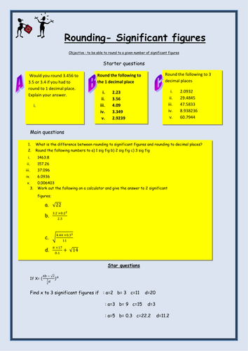 Rounding to Significant Figures Worksheet