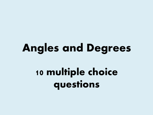 KS3 Angles Multiple Choice Starter