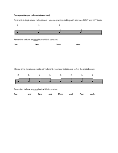 Drum practice pad rudiments
