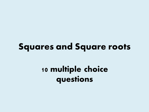 Squares and square roots starter