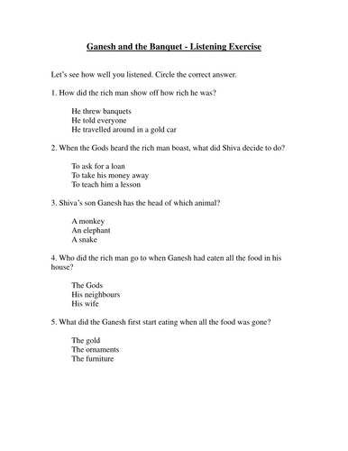 Story - Ganesh and The Banquet