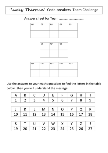 Autumn term - First day back - Maths activity