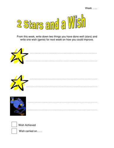 2 Stars and a Wish Worksheet