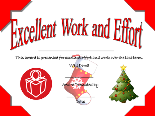 Christmas End of Term Certificates