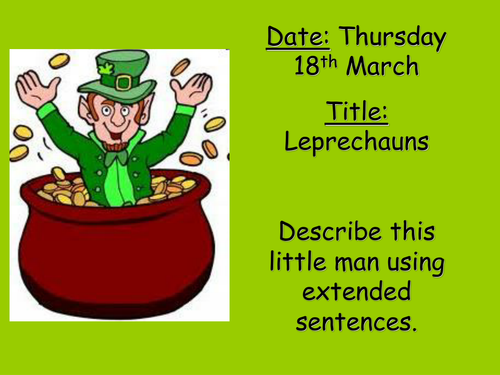 St Paddy's Day Lesson.  KS3 level 2-3